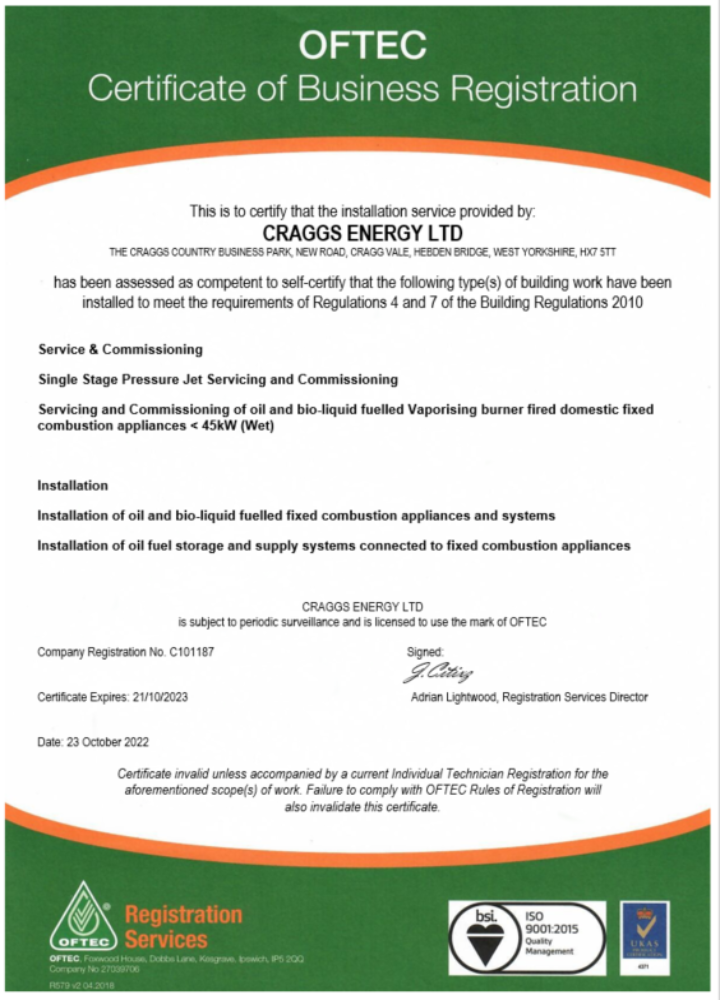 USA OFTEC certificate of registration Word and PDF template